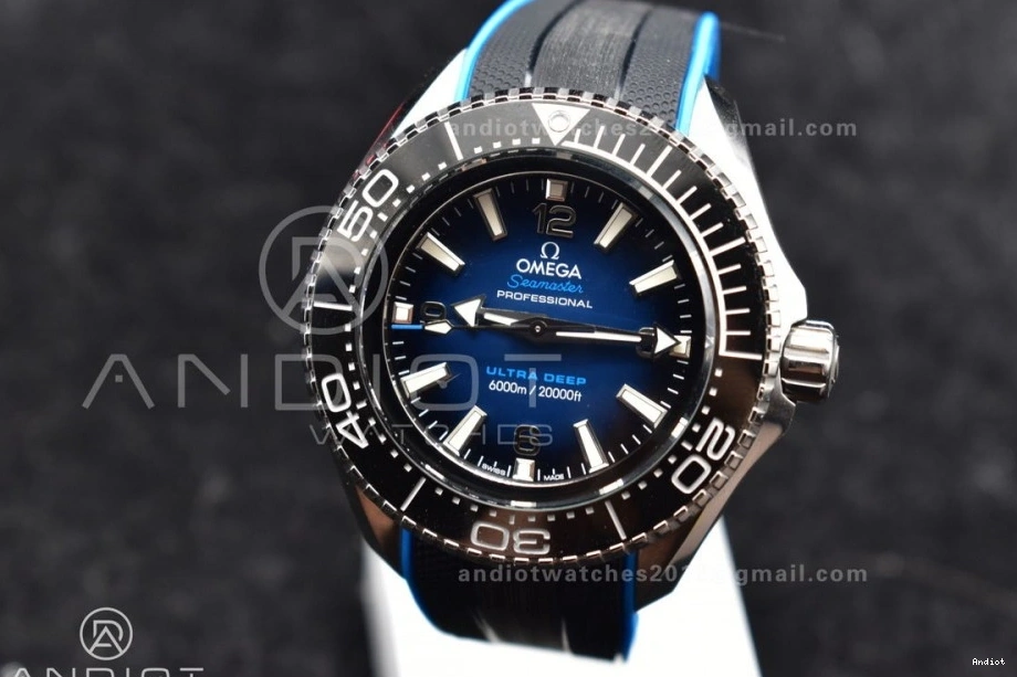 Ultra Blue 1:1 Ceramic 6000M Rubber Black Black SS Seamaster Dial TF Strap Best A2824 Bezel Deep Edition on 1218